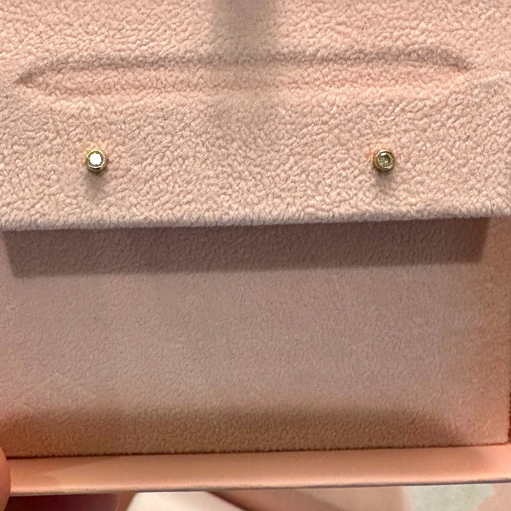 Diamond Bezel Stud earrings .04ct w/18c yellow gold  by Jennifer Meyer